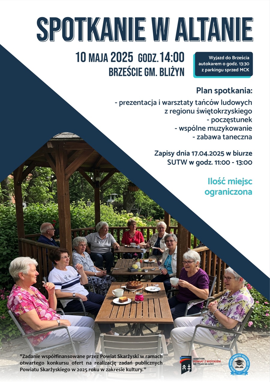 plakat reklamujący spotkanie w altanie słuchaczy SUTW